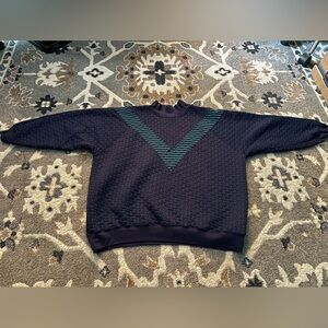 Vintage - Quilted Blue/Green V Sweatshirt